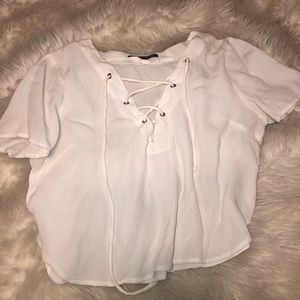 White lace up top from Brandy.
